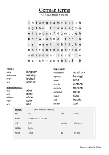 Musical terms worksheets (grade 5 theory) | Teaching Resources