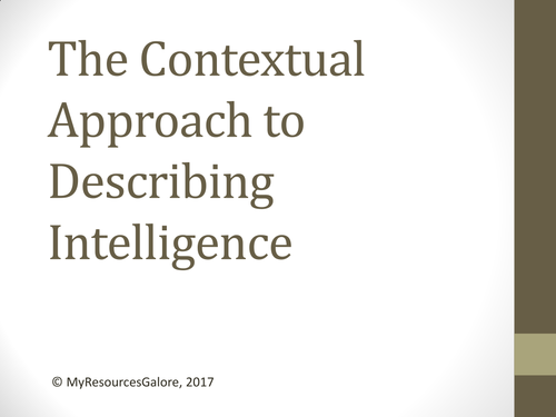 The Contextual Approach to Describing Intelligence