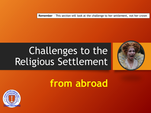 Edexcel 9-1 Elizabeth I - Catholic challenge from abroad (EDITABLE)