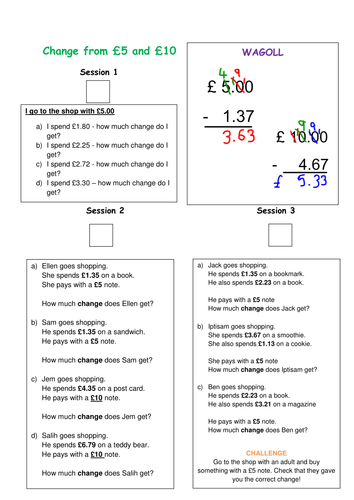 Skill Drill - Finding change from £5