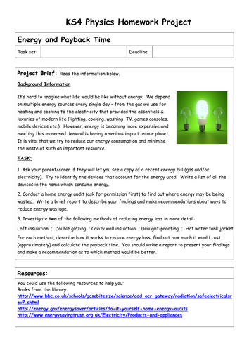 KS4 Physics Homework Projects | Teaching Resources