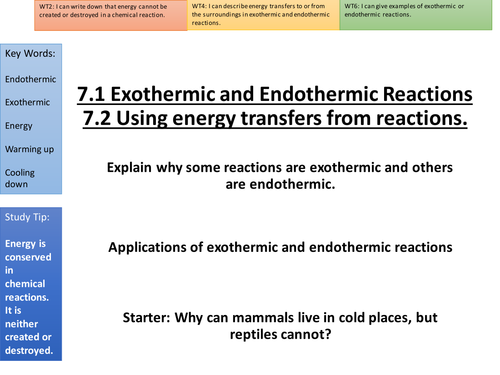AQA  C7 Exothermic and Endothermic Lesson - including Higher