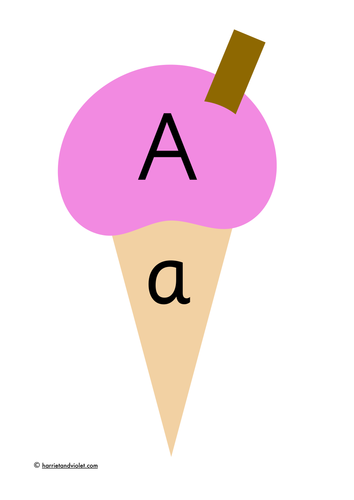 Ice cream - capital and lower case matching alphabet  display/activity