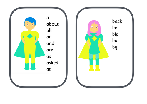 High Frequency Words (first 100) - Superhero