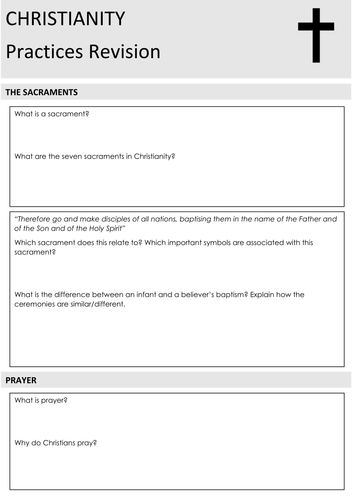 Christian Practices Revision Workbook