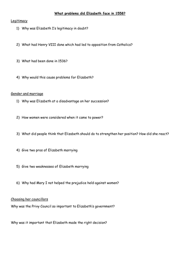 What was the greatest threat facing Elizabeth I?