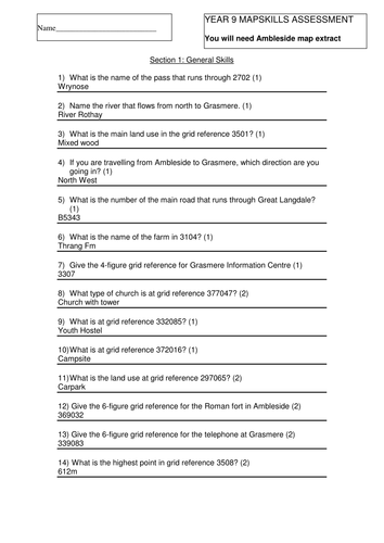 Map skills assessment
