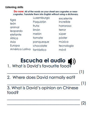 KS3/4 Spanish - Developing Listening, Reading & Speaking Skills (new GSCE) 3x resources pack