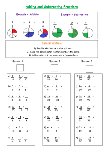 Skill Drill - Column addition and subtraction, short division, missing numbers, fractions