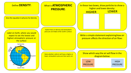 Atmospheric Pressure & Density Worksheet