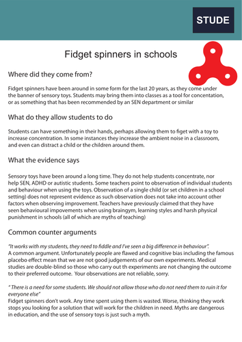 A teacher's guide to fidget spinners