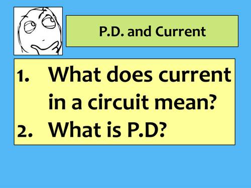 Circuits - Potential Difference (P.D.) and Current, model circuits