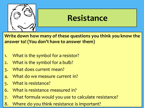 Resistance in circuits lesson