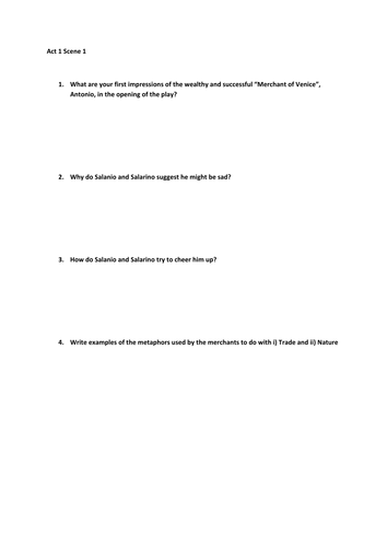 Merchant of Venice Act 1 Scene 1