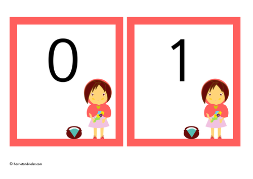Little Red Riding Hood - 0-10 number line for display or flashcards