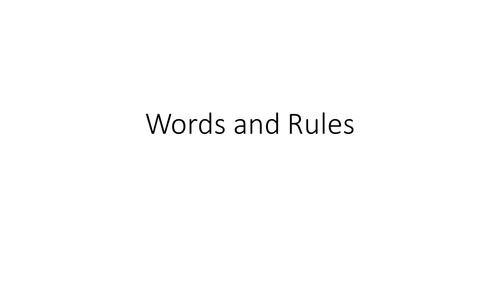 Word and Rules: How English language works