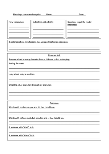 Extended Writing Planning Sheets for Children