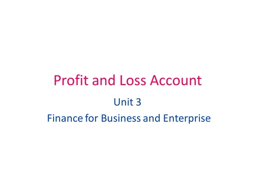 Profit and Loss Assessment Lesson