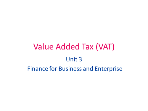 Tax, National Insurance, VAT Assessment Lesson