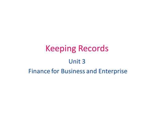 Keeping Records Assessment Lesson