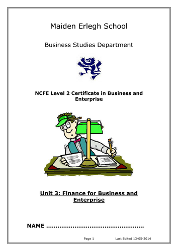 NCFE Course Booklet Unit 3 Finance