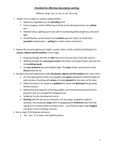 Descriptive writing examples of a person image