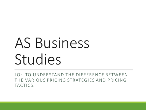Pricing Strategies | Teaching Resources