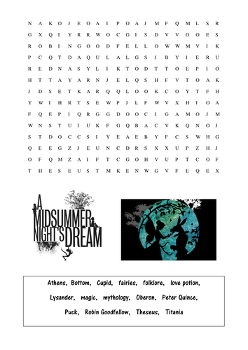 10 cool Shakespeare wordsearches KS2 KS3 KS4