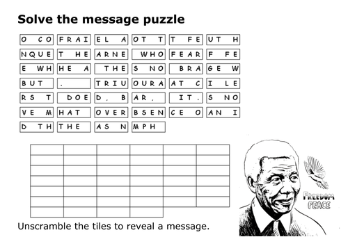 Solve the message puzzle from Nelson Mandela