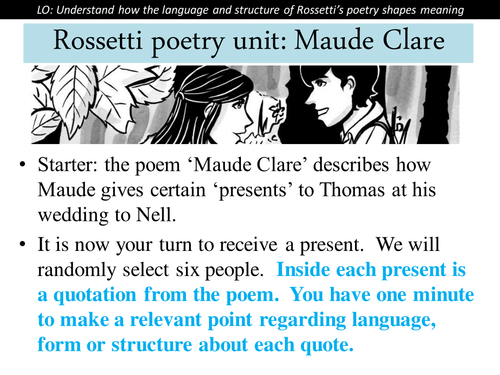 Rossetti - Maude Clare starter activity