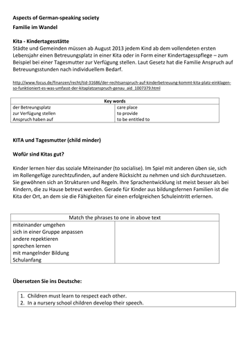 REVISED New AQA German A-Level Aspects of German-speaking society Familie im Wandel