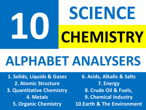 10 Alphabet Analysers Science Chemistry Literacy Brainstormers Cover Homework Plenary Starter