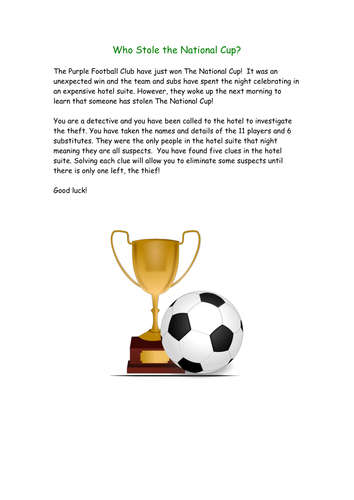 Football Themed Problem Solving Mystery