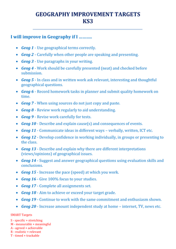 Geography Improvement Targets