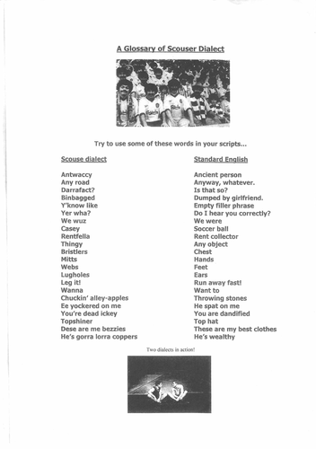 A Scouser glossary- at a glance