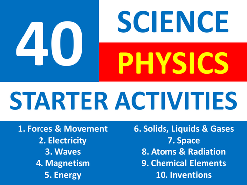 40 Science Physics Starter Activities Wordsearch Crossword Anagram Cover Homework Plenary Starter