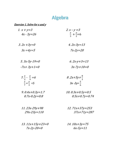 KS3 Algebra Revision equation solving