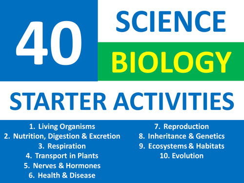 40 Science Biology Starter Activities Wordsearch Crossword Anagram Cover Homework Plenary Lesson