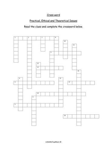 PET issues Crossword puzzle and Research methods True or False quiz