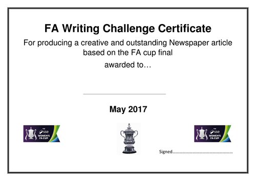 FA Writing Challenge, football inspired newspaper article writing