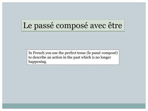 Passé composé avec être - The perfect tense with être