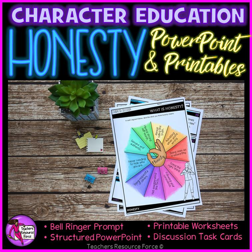 Honesty Lesson: Character Education Values (PowerPoint, Task Cards & Printables)