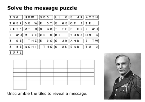 Solve the message puzzle about Omaha Beach