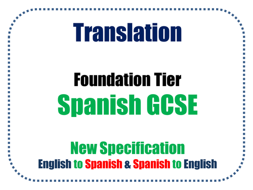 100 Translations GCSE Spanish Foundation Spanish from-to English