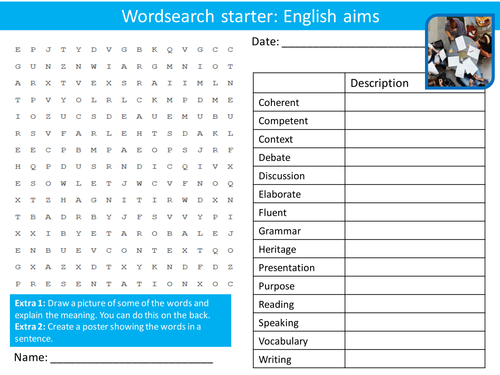 English Aims Keyword Wordsearch Crossword Anagrams Brainstormer Starters Cover Homework