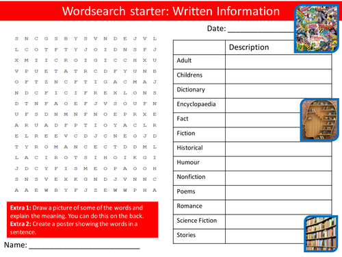 English Written Information Keyword Wordsearch Crossword Anagrams Brainstormer Starters Cover