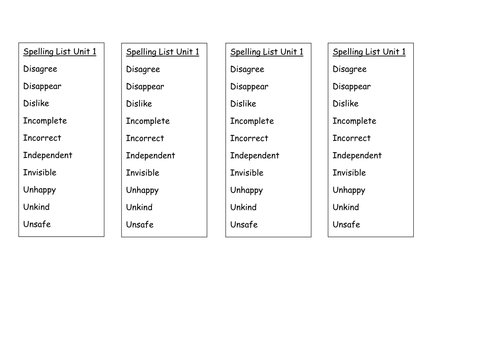 Year 3 Spelling List Uk