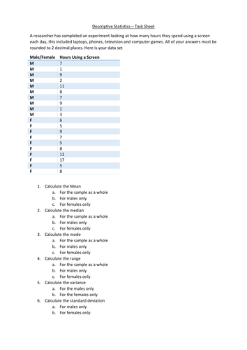Recap on Basic Statistical Calculations