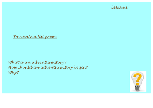 Whole unit on adventure stories