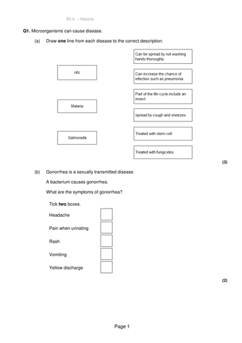 AQA Trilogy Biology Protists Malaria